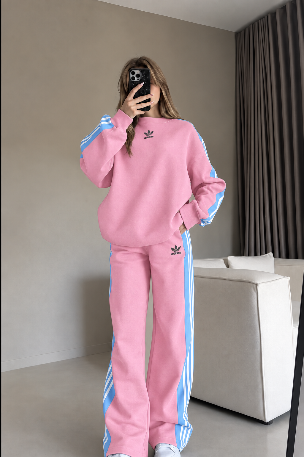 Women's Two-Piece Striped Sports Set: Casual, Loose-Fit Activewear